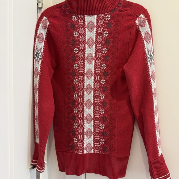 Eddie Bauer Nordic Snowflake Full Zip Knit Sweater Jacket Womens Med Christmas - Picture 2 of 7